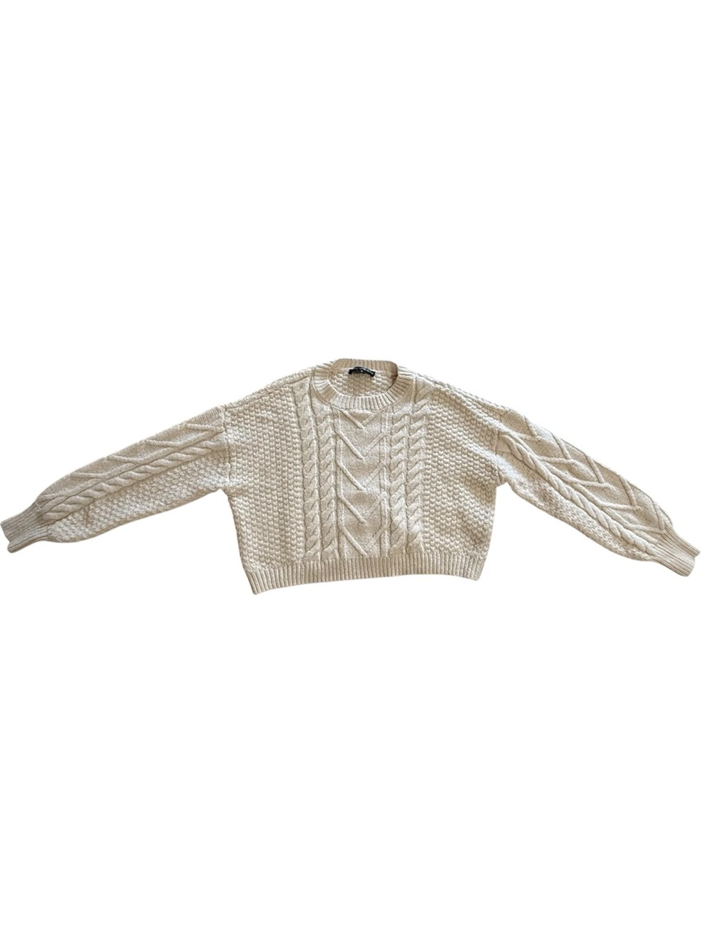 Sun + Moon Cream Crop Knit Sweater Women Size S